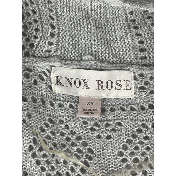 Knox Rose Cardigan Womens XS Gray Duster Sweater Open Knit Long Target Fringe - Picture 2 of 12